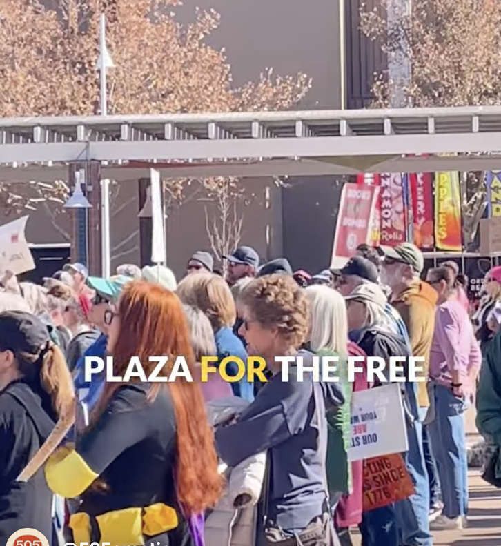 Melanie Stansbury and Deb Haaland speak at the Free America Rally in Albuquerque